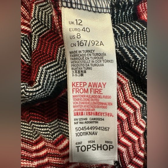 Topshop Red and Navy Blue Bodycon Mini Dress - Picture 6 of 6